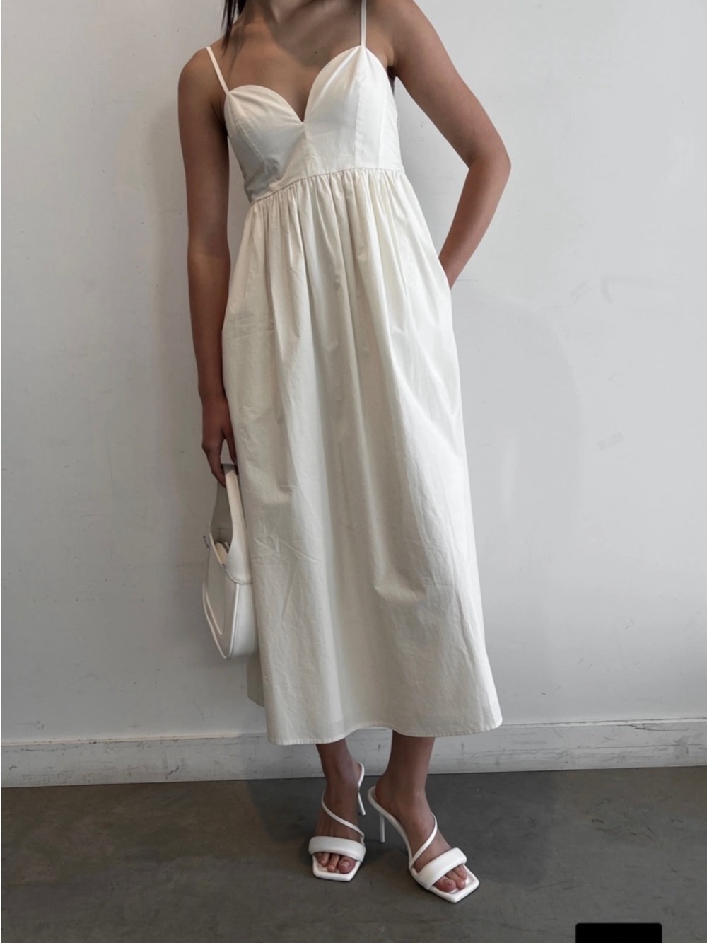 NWT Cream Spaghetti-Strap Midi Dress